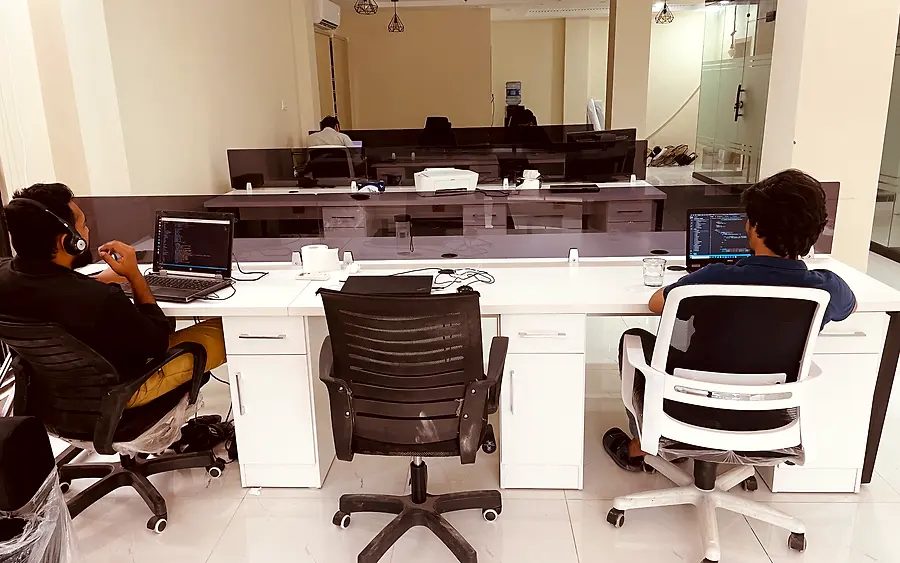 Members working at the shared desks at CodeUp Spaces, K Block, Wapda Town